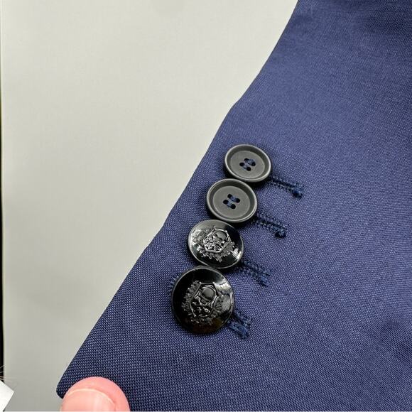 The Kooples Wool Blue Fitted Two Button Closure Suit Blazer Jacket Sz 38 NEW - Picture 7 of 13